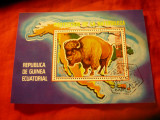 Bloc Guineea Ecuatorial 1977 Protectia Naturii - Fauna- Bizon , stampilat