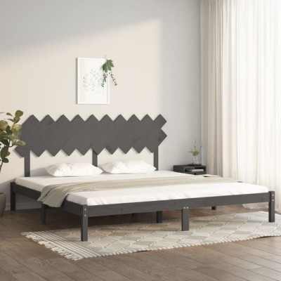 Gossi cadru de pat, gri, 200x200 cm, lemn masiv foto