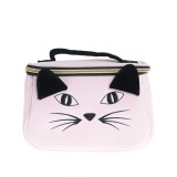 Geanta cosmetice roz cu design pisica si urechi