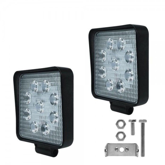 Set 2 x Proiectoare auto patrate, 54W/set, 9LED, 3cm, 10/30V