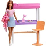 Set de joaca Barbie, Papusa Barbie satena in dormitorul ei, Mattel