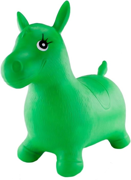 Calut gonflabil din cauciuc jucarie pentru sarit verde 58x26x52 cm