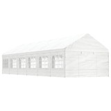 Foișor vidaXL Alb 13.38x4.08x3.22m, Polietilenă, Cadru Fier, Protecție Soare/Ploaie, Ideal Evenimente, 2 Intrări