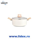 Cratita Voltz Nice OV54418E20D, 20x10.5 cm, 3.2 l, Invelis antiaderent, Inductie, Crema melanj