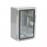 Cutie distributie IP65 din ABS gri, usa transparenta, placa metalica, 400x500x240 mm PP3017