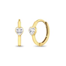 Cercei Creole Copii din Aur 14K, model Sparkling Heart