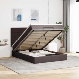 VidaXL Cadru de pat otoman cu saltea țesătură maro &icirc;nchis 140x200 cm