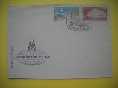 HOPCT PLIC S FDC NR 837 TARGUL INT LEIPZIG 1960 -GERMANIA -CIRCULAT foto