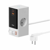 Cumpara ieftin Incarcator retea Baseus PowerCombo Powerstrip, 65 W, 4 porturi, Alb