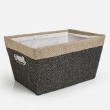 Coș de depozitare gri-bej cu m&acirc;nere metalice, 36x26x19cm, CMCLASS