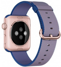 Curea iUni compatibila cu Apple Watch 1/2/3/4/5/6/7, 44mm, Nylon, Woven Strap, Electric Purple foto
