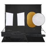 VidaXL Set studio foto cu lumină, fundal și reflector