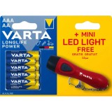 Baterii Varta Longlife Power, 4 buc AA, 4 buc AAA, Laterna Breloc