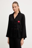 HUGO cămașă de pijama culoarea negru, dantelă, 50549982