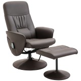 HOMCOM Relaxsessel cu taburet, fotoliu TV rotativ cu 10 puncte de masaj, funcție de culcare, fotoliu de masaj cu telecomandă, buzunar lateral, fotoliu