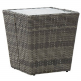 Gossi masa de ceai gri 41,5x41,5x43 cm poliratan sticla securizata