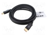 Cablu DisplayPort Goobay 3m negru, mufă DisplayPort, blocare, 8K, HDR, VESA