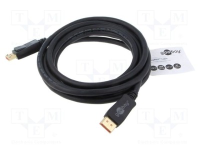 Cablu DisplayPort Goobay 3m negru, mufă DisplayPort, blocare, 8K, HDR, VESA foto