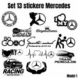 Set 13 Stickere Auto Mercedes Personalizate , 5 Dimensiuni si 6 Culori Disponibile