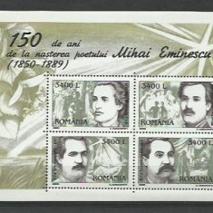 Romania MNH 2000 - 150 de ani de la nasterea poetului Mihai Eminescu - LP 1502a