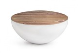 Cumpara ieftin Masuta cafea metal alb cu blat lemn natur Lancaster &Oslash; 70 cm x 32 h