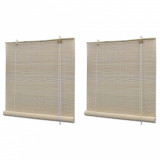 Gossi jaluzele din bambus natural tip rulou, 2 buc., 120 x 160 cm
