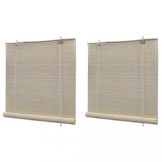 Gossi jaluzele din bambus natural tip rulou, 2 buc., 120 x 160 cm