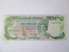 Rara! Belize 1 Dollar 1987 in stare foarte buna foto