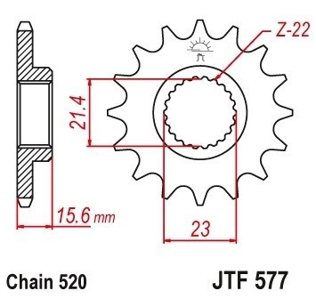 Pinion fata 16 dinti pas lant 520 - Yamaha XT 600 E (94-98) - XT 600 R (97-03) - XT 600 RE (04) - XT 600 S (93-97) - XTZ 660 Tenere