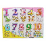 Puzzle cu butoni -Invata numerele de la 1 la 10,lemn, 30x22 cm