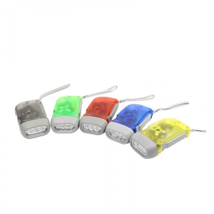 Lanterna Cu Dinam si Baterie, 3 Leduri, Incarcare Baterie Prin Apasare Maneta, Agatatoare, 10 x 5 cm