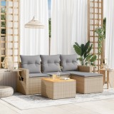 VidaXL Set canapele de grădină cu perne, 5 piese, bej, poliratan 3224533
