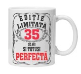 Cana alba personalizata &quot;editie limitata - perfecta&quot;, 35 ani, INOVATIX&reg;. 330ml, Oem