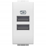 Priza USB 1M Tip A alimentare dubla 5V 3000mA Living Light Bticino alb N4191AA