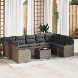 Cumpara ieftin Set de canapele pentru grădină cu pernă 10 pcs Gri Rattan poli