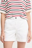 Barbour pantaloni scurți femei, culoarea alb, uni, high waist, LST0022WH11