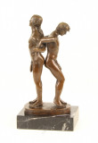 Doi barbati - statueta erotica pe soclu din marmura KF-79, Bronz, Nuduri