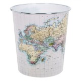 Coș de Gunoi, Model Hartă Lumii, Capacitate 6.35L, Diametru 22 x &Icirc;nălțime 23 cm, Plastic, Oem