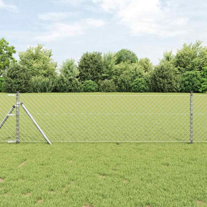 Set de St&acirc;lpi de Gard Argintiu 0.4 x 10 m Oțel galvanizat