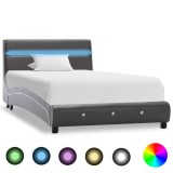 Cumpara ieftin Cadru de pat cu LED, gri, 90 x 200 cm, piele artificială