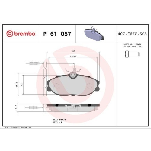 Placute frana Citroen Xsara (N1) 04.97-12.05, Zx (N2) 03.91-07.99; Peugeot 306 Liftback (7a 7c N3 N5) 01.93-10.03, 406 (8b) 08.95-01.05, 406 Break (8