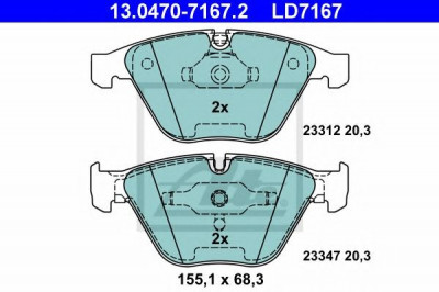 Set placute frana,frana disc BMW Seria 5 Touring (E61) (2004 - 2010) ATE 13.0470-7167.2 foto