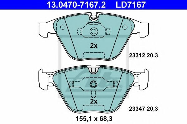 Set placute frana,frana disc BMW Seria 7 (E65, E66, E67) (2001 - 2009) ATE 13.0470-7167.2