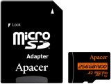 Card microSDXC UHS-I U3, V30 A2 Apacer, 256GB, R100, cu adaptor SD