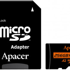 Card microSDXC UHS-I U3, V30 A2 Apacer, 256GB, R100, cu adaptor SD