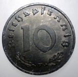 D.141 GERMANIA WWII 10 REICHSPFENNIG 1942 F XF/AUNC