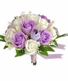 Buchet mediu personalizabil cu trandafiri, mini bujori si floarea miresei (Mov, Alb), Eventissimi&reg;
