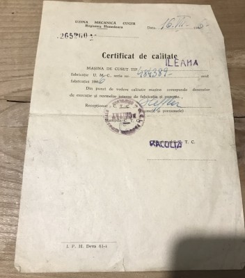 (2) Act Certificat de garantie ILEANA foto