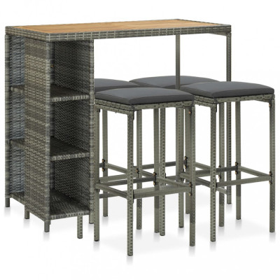 Gossi set mobilier bar de gradina cu perne, 5 piese, gri, poliratan foto