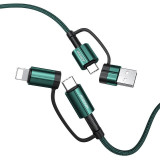 Cablu Date &amp; Incarcare 3.1A 4in1 - Tip C / USB- USB Tip C / Lithtning (Verde) 1.8 Metri Joyroom S-1830G3